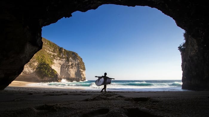 Spot foto di kelingking beach nusa penida